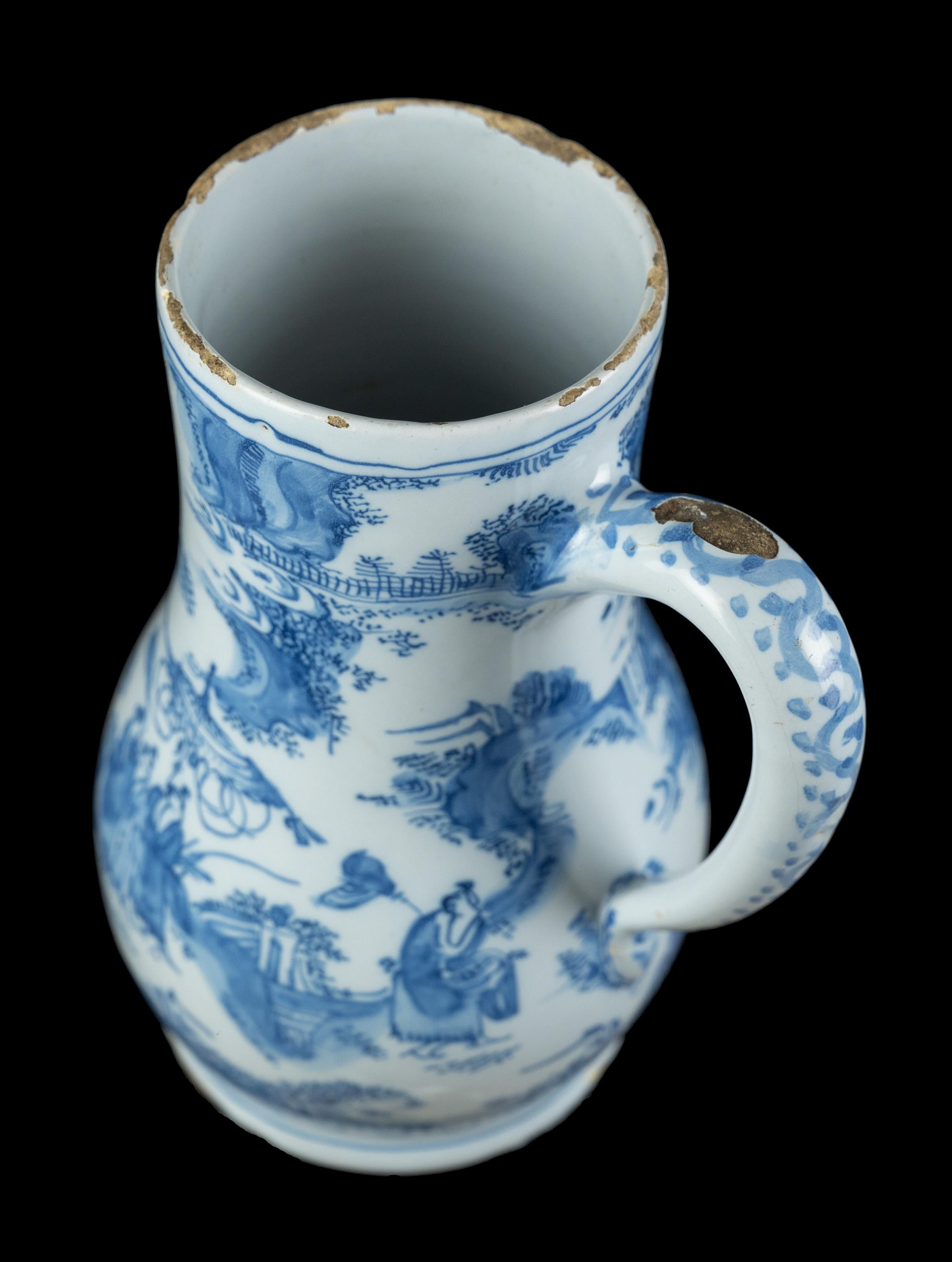 Delft, Blue and white chinoiserie beer mug Delft, C 1670 For Sale 1