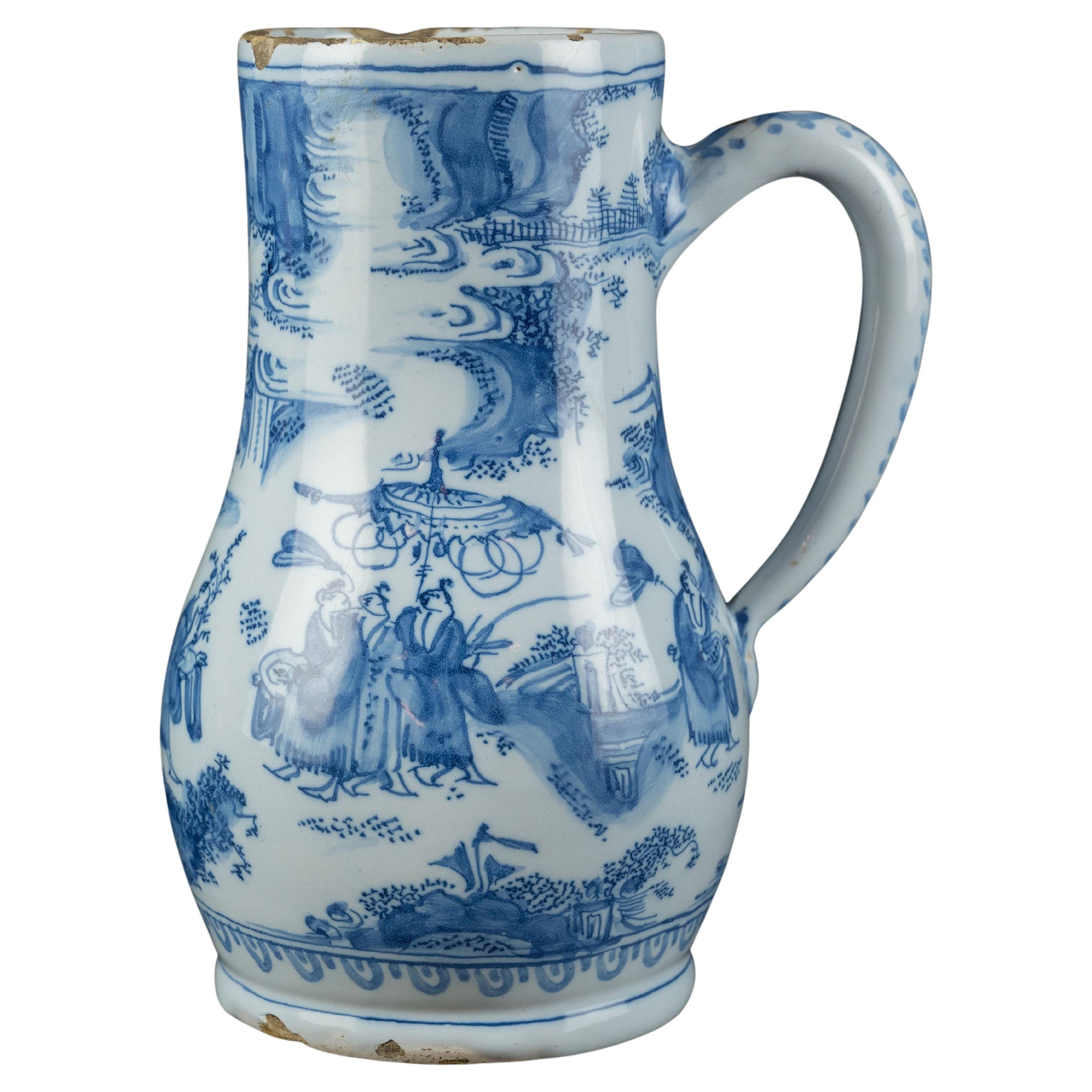 Delft, Blue and white chinoiserie beer mug Delft, C 1670