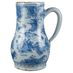 Antique Delft, Blue and white chinoiserie beer mug Delft, C 1670