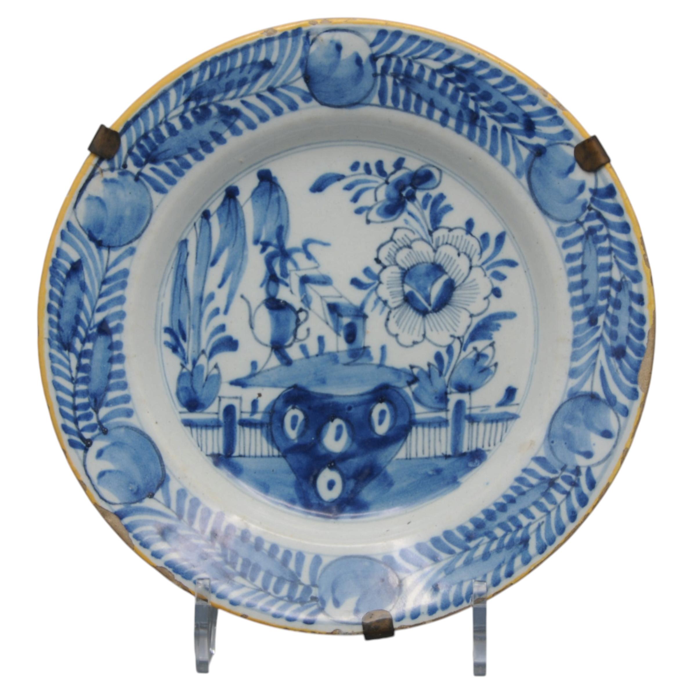 Delft - Blue and White 'Chinoiserie' Delft Plate, late 18th century