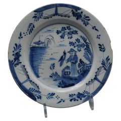 Delft - Blue and White 'Chinoiserie' Delft Plate, late 18th century