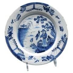 Delft - Blue and White 'Chinoiserie' Delft Plate, late 18th century