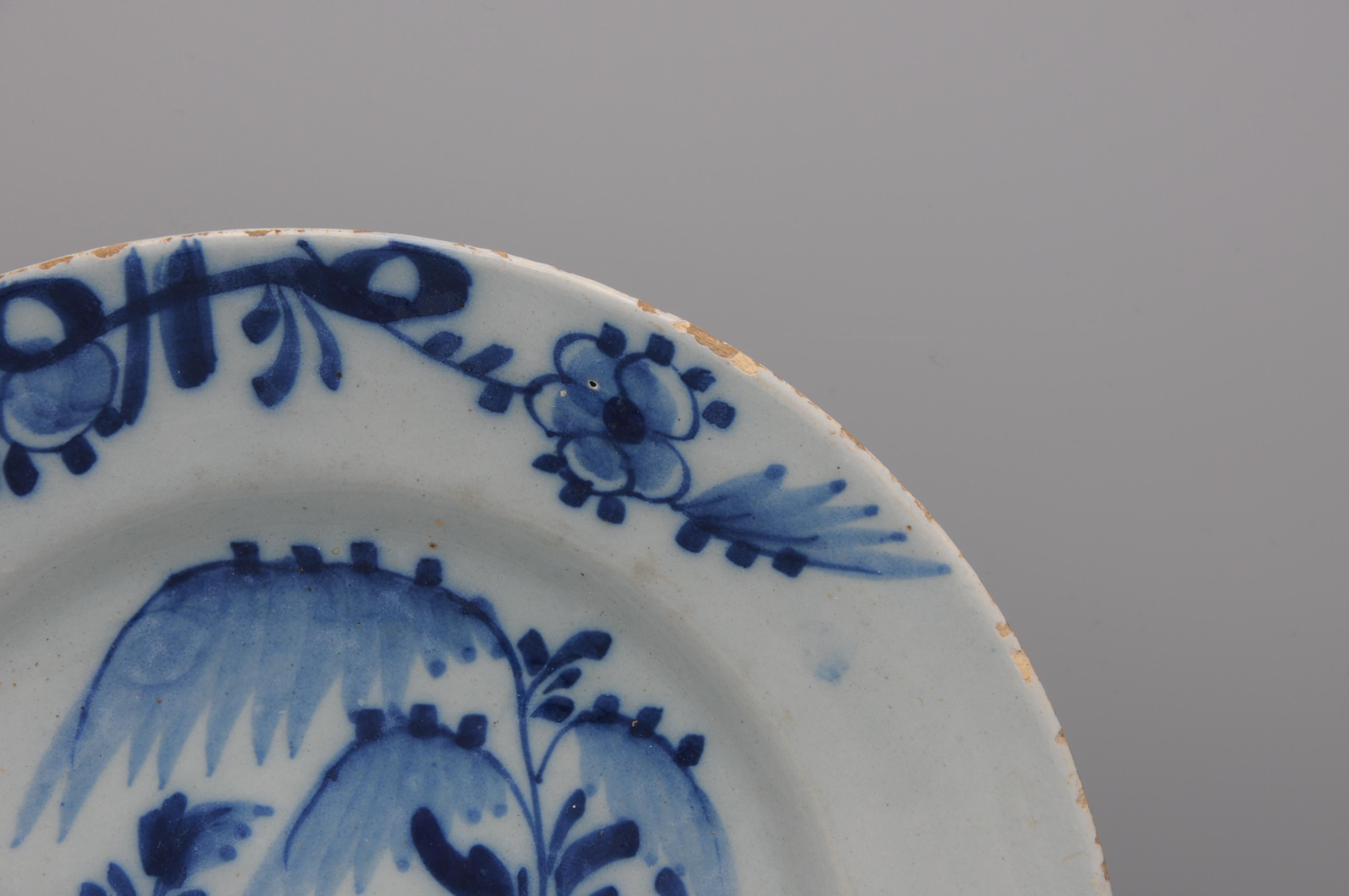 Delft - Plato chinoiserie azul y blanco - Siglo XVIII Holandés en venta