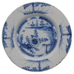 Delft - Plato chinoiserie azul y blanco - Siglo XVIII
