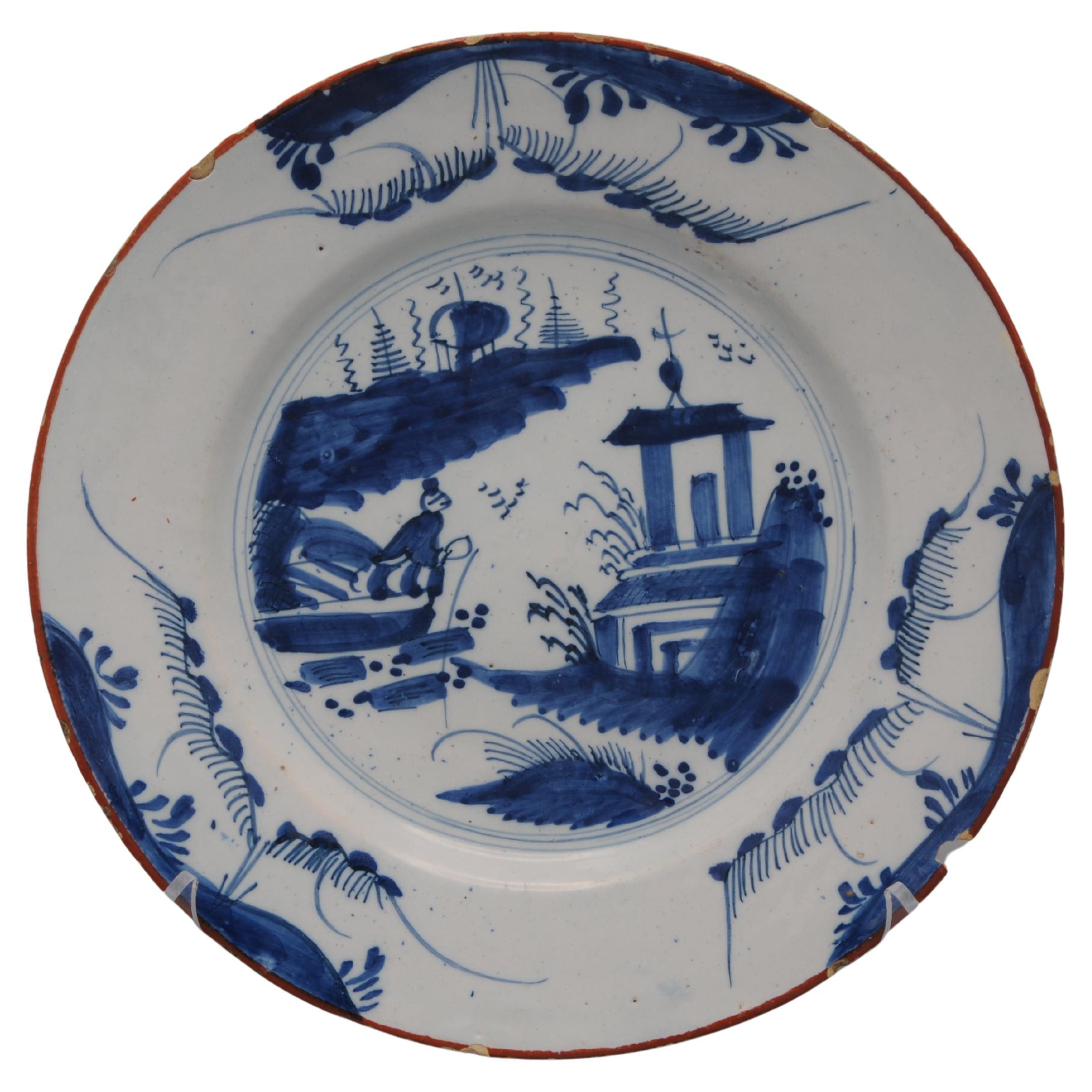 Delft - Plato chinoiserie azul y blanco - Siglo XVIII
