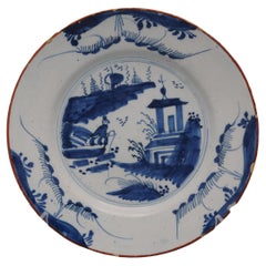 Delft - Plato chinoiserie azul y blanco - Siglo XVIII