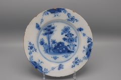 Delft - Blue and white chinoiserie plate - 18th century