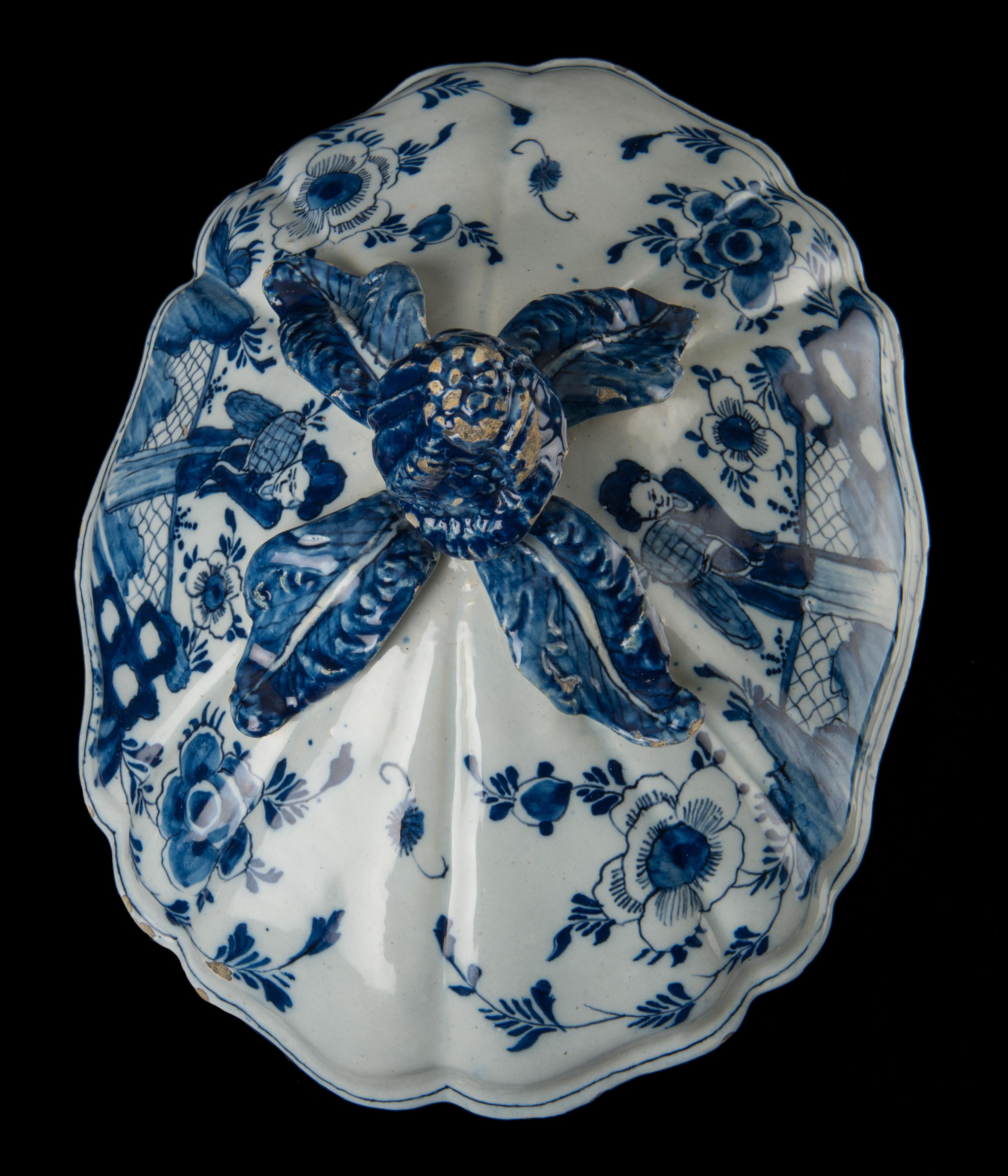 Delft, Blue and white chinoiserie tureen Delft, circa 1750 Mark: DM For Sale 9