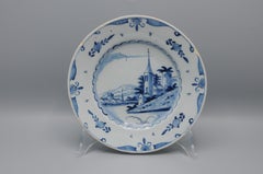 Delft - Blue and White Delftware Plate with landscape, late 18th century
