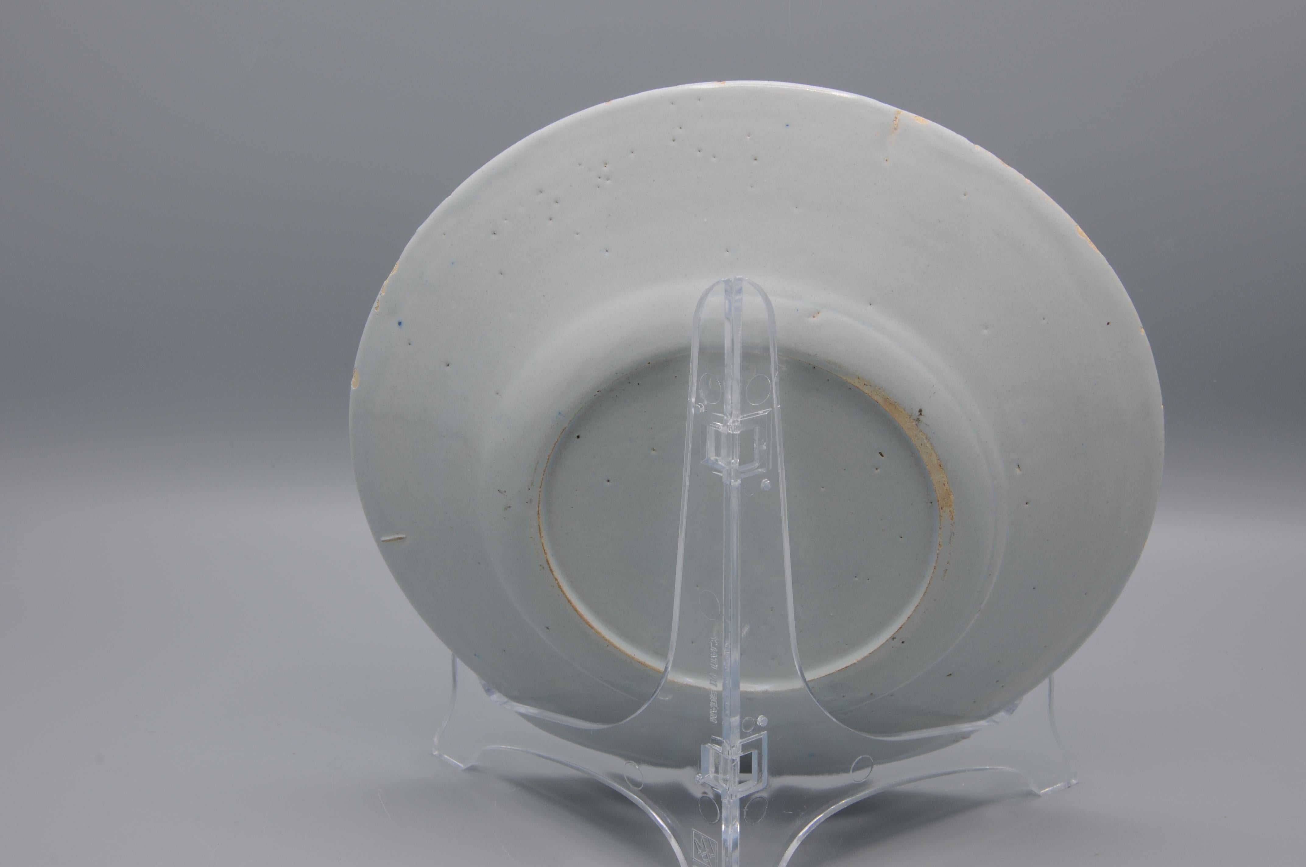 XVIIIe siècle Delft - Assiette en faïence bleue et blanche avec paysage, fin du 18e siècle en vente