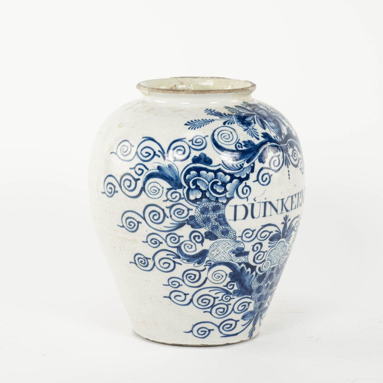 Néerlandais Pot à tabac « Dunerer » bleu et blanc de Delft en vente