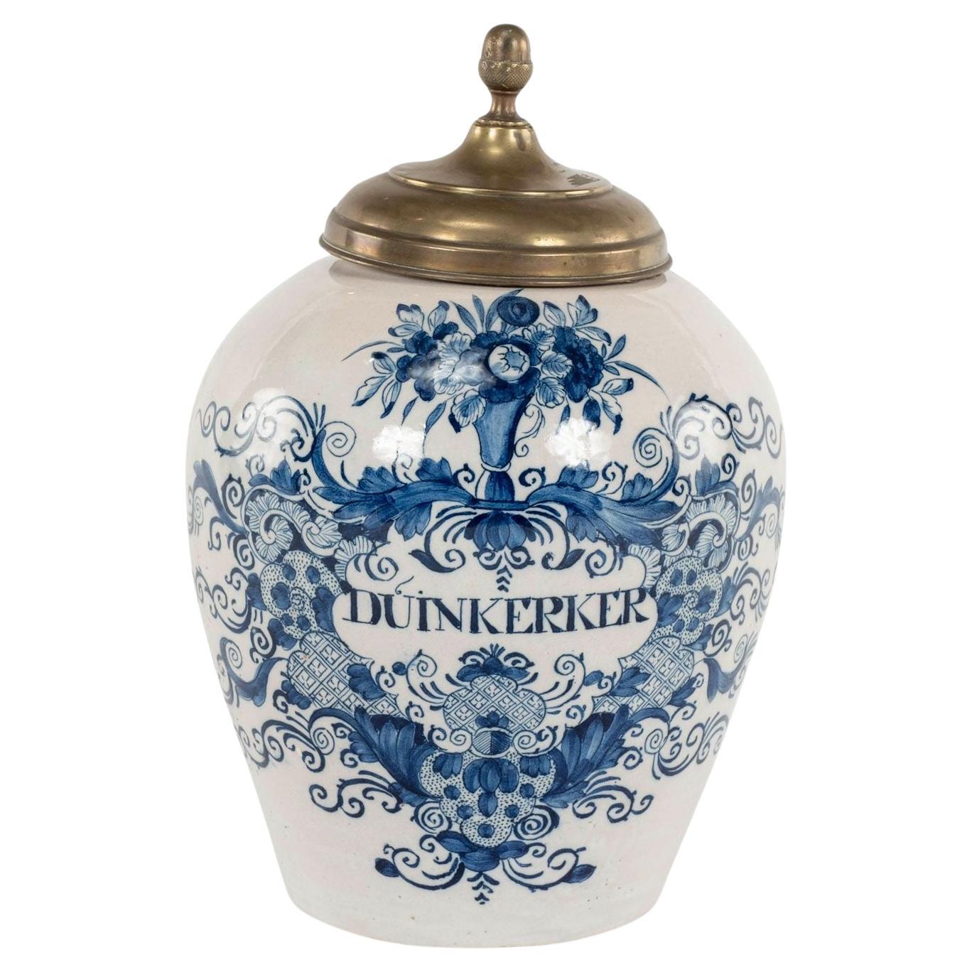 Pot à tabac « Dunerer » bleu et blanc de Delft en vente
