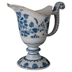 Antique Delft, Blue and white ewer with floral decor Delft, 1680-1700