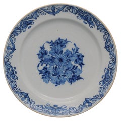 Antique Delft Blue and white floral charger - mid 18th century