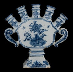 Delft Blue and White Flower Vase with Spouts 1720-1730 Tulip Vase