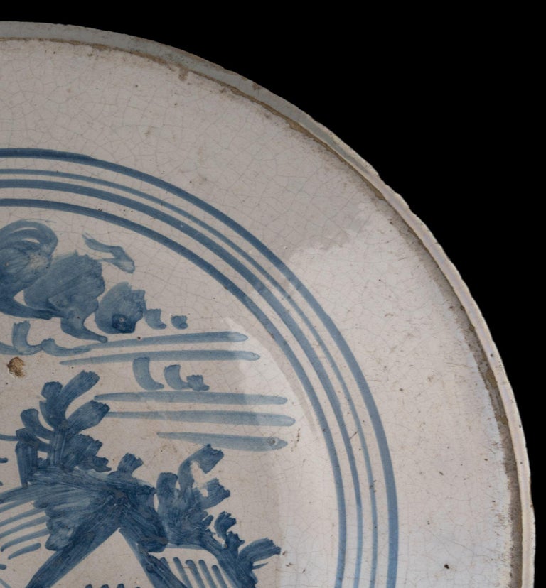 Delft Blue and White Landscape Dish, Makkum, 1775-1800 Tichelaar Pottery For Sale 3