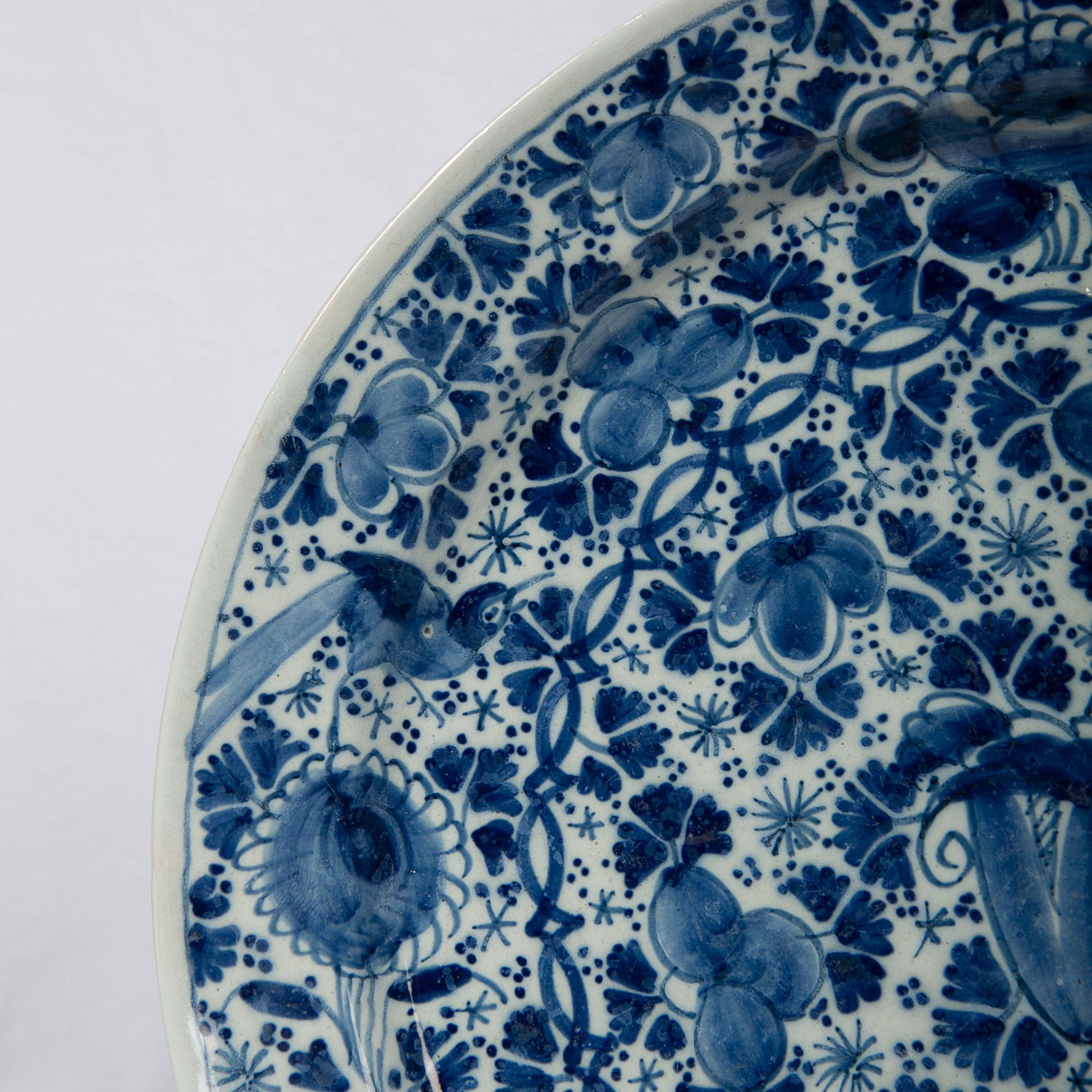 Delft Blue and White Large Charger Hand Painted, Netherlands, Late 18th Century 1