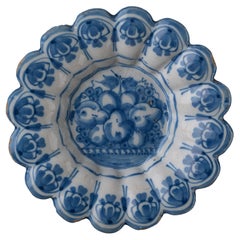 Delft Blue and White Lobed Dish with Fruit Still Life Northern Netherlands, 1665
