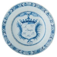 Delft Blue and white marriage plate dated 1759