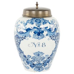 Delft Blue and White "No 8" Tobacco Jar