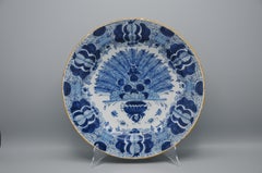 Delft Blue and White 'Peacock' Platter (12inch) by De Klaauw, late 18th century
