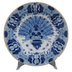 Delft Blue and White 'Peacock' Platter (12inch) by De Klaauw, late 18th century