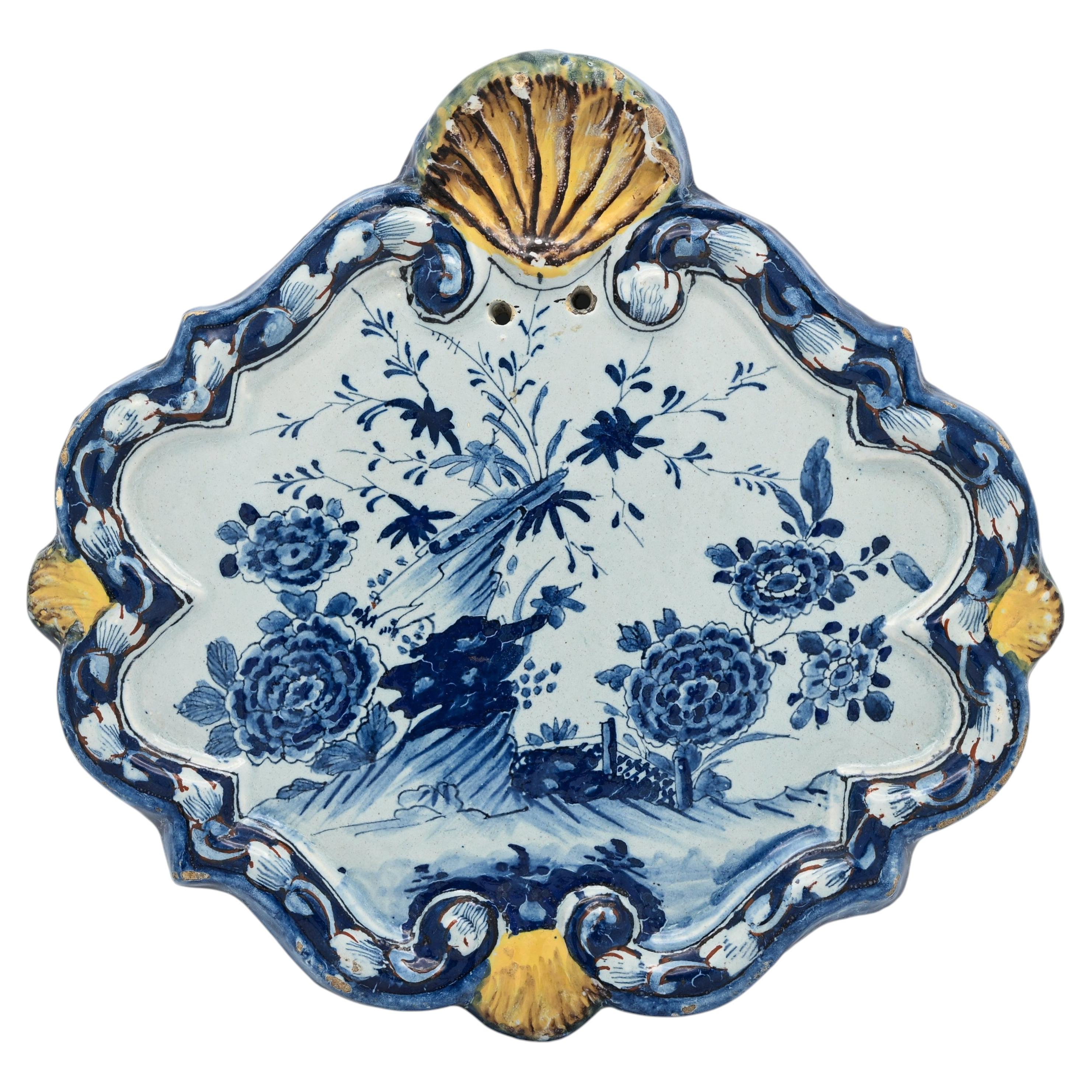 Delft - Blue and White Plaque with polychrome frame, mid 18th century