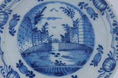 Delft - Blue and White Plate with a landscape - late 18th century