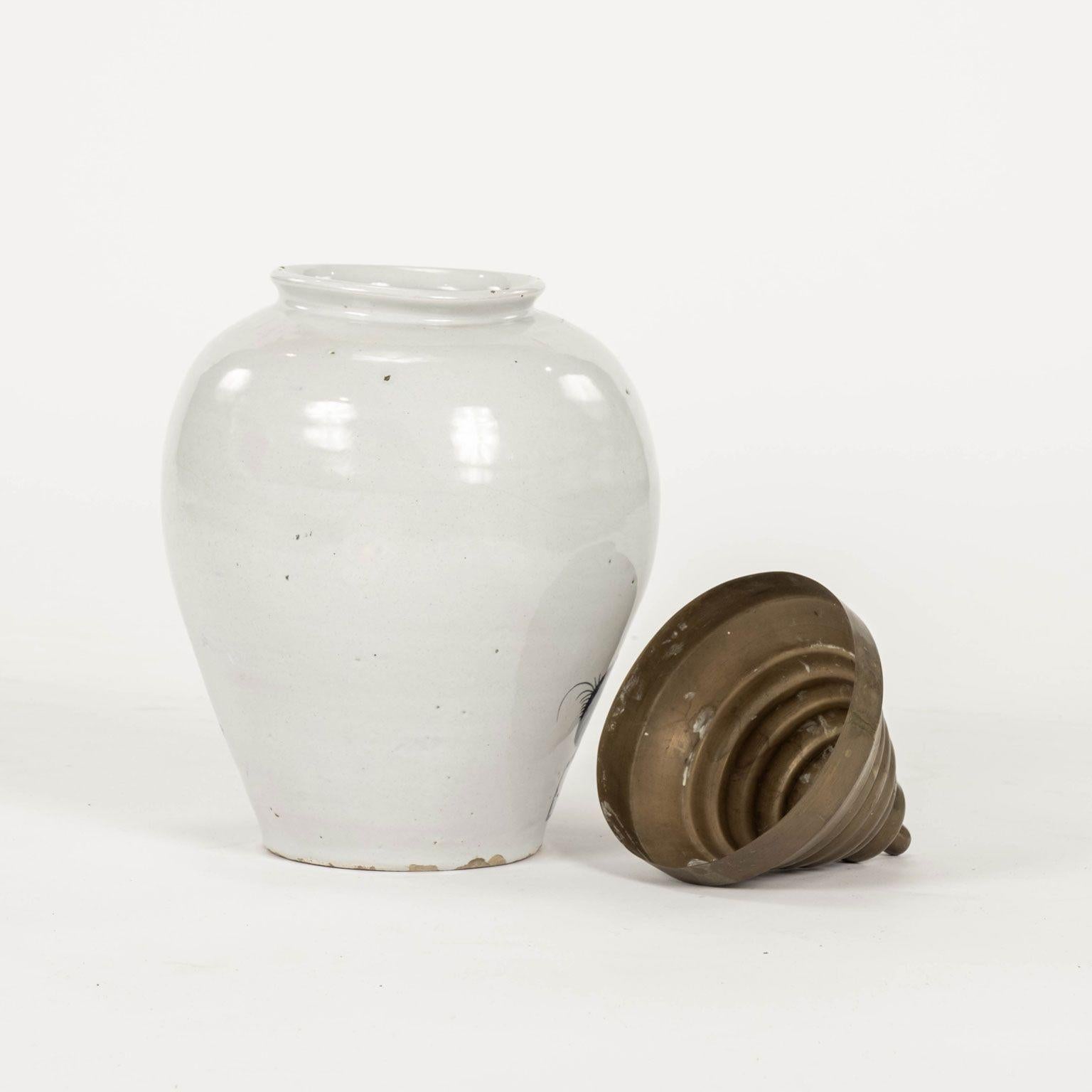 Néoclassique Pot à tabac Rosegeur de Delft bleu et blanc en vente
