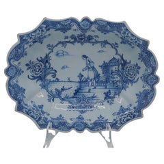 Delft - Blue and white salad bowl with a galant rococo scene - mid 18th century
