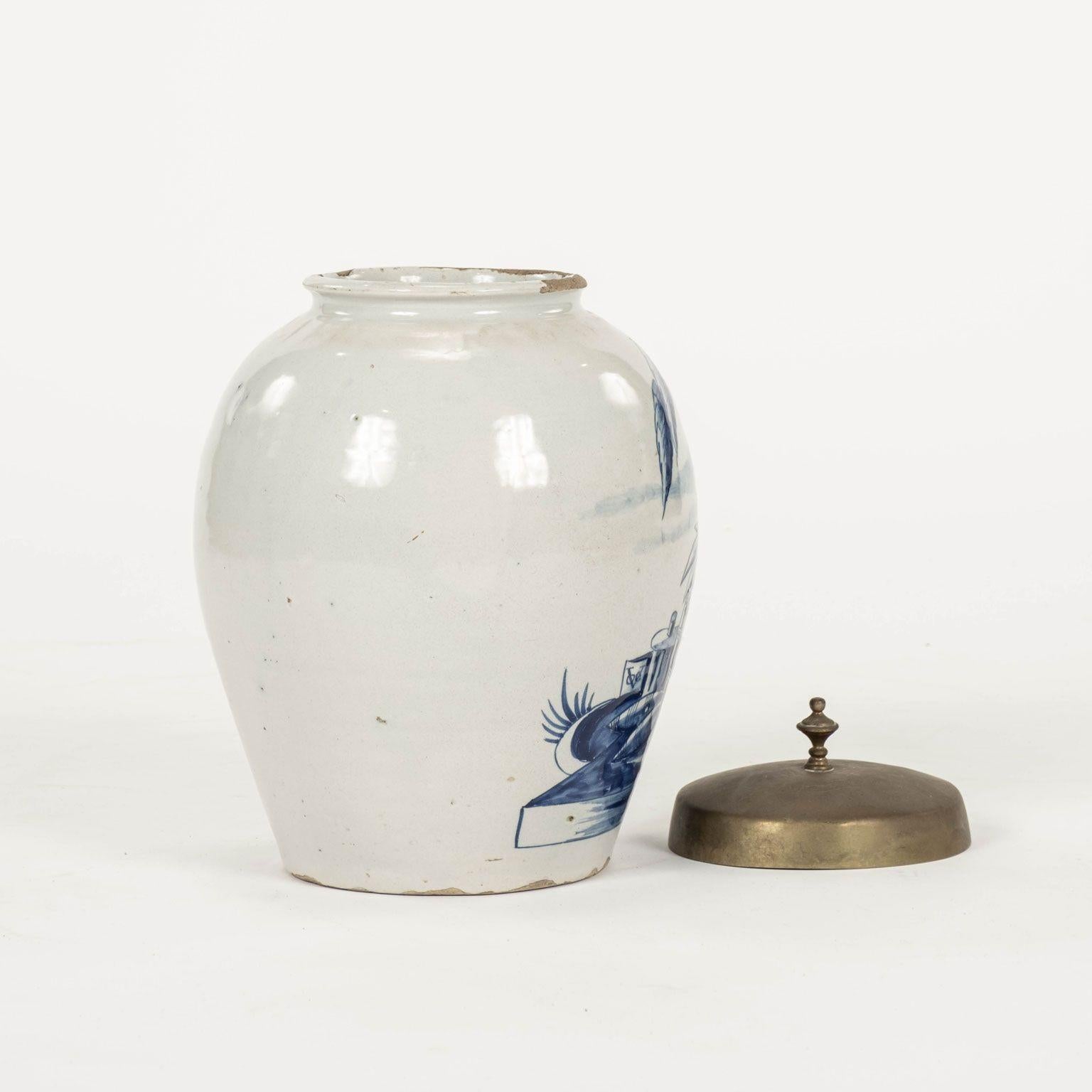 Delft Blue and White “Schosse” Tobacco Jar For Sale 1
