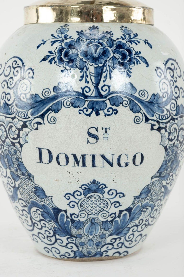 carolina delft tobacco jar Delft Blue and White 