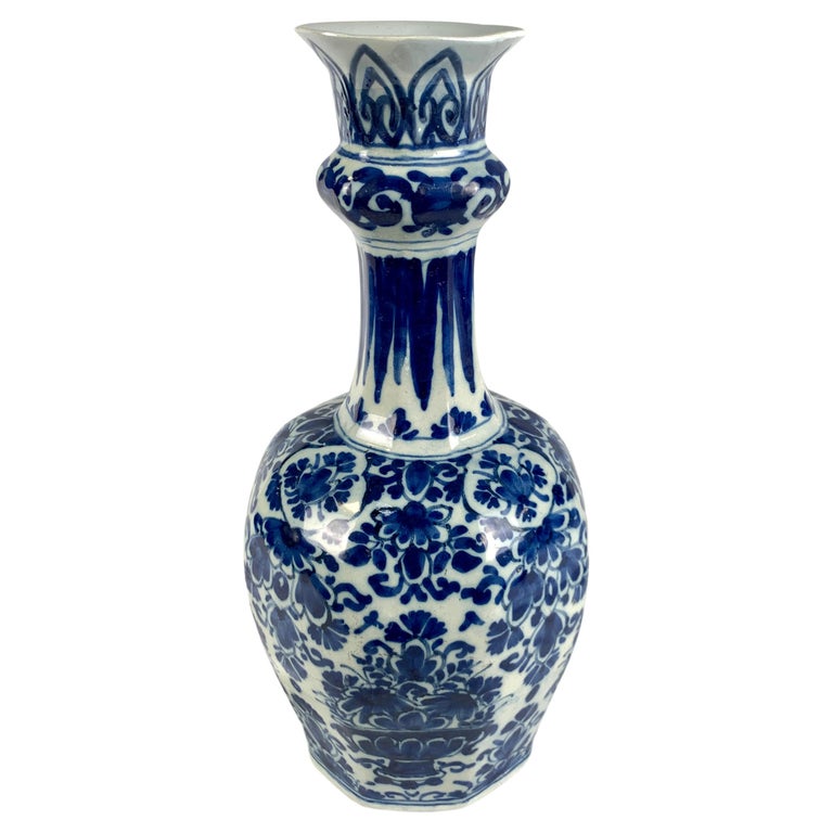 Delft Blue and White Vase Hand Painted 18th Century Circa 1780 ...