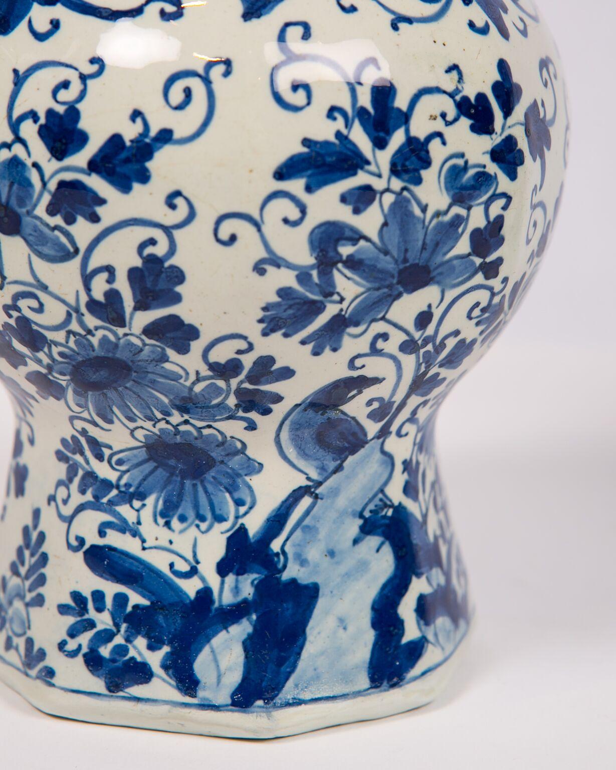 Rococo Delft Blue and White Vases, 18th Century