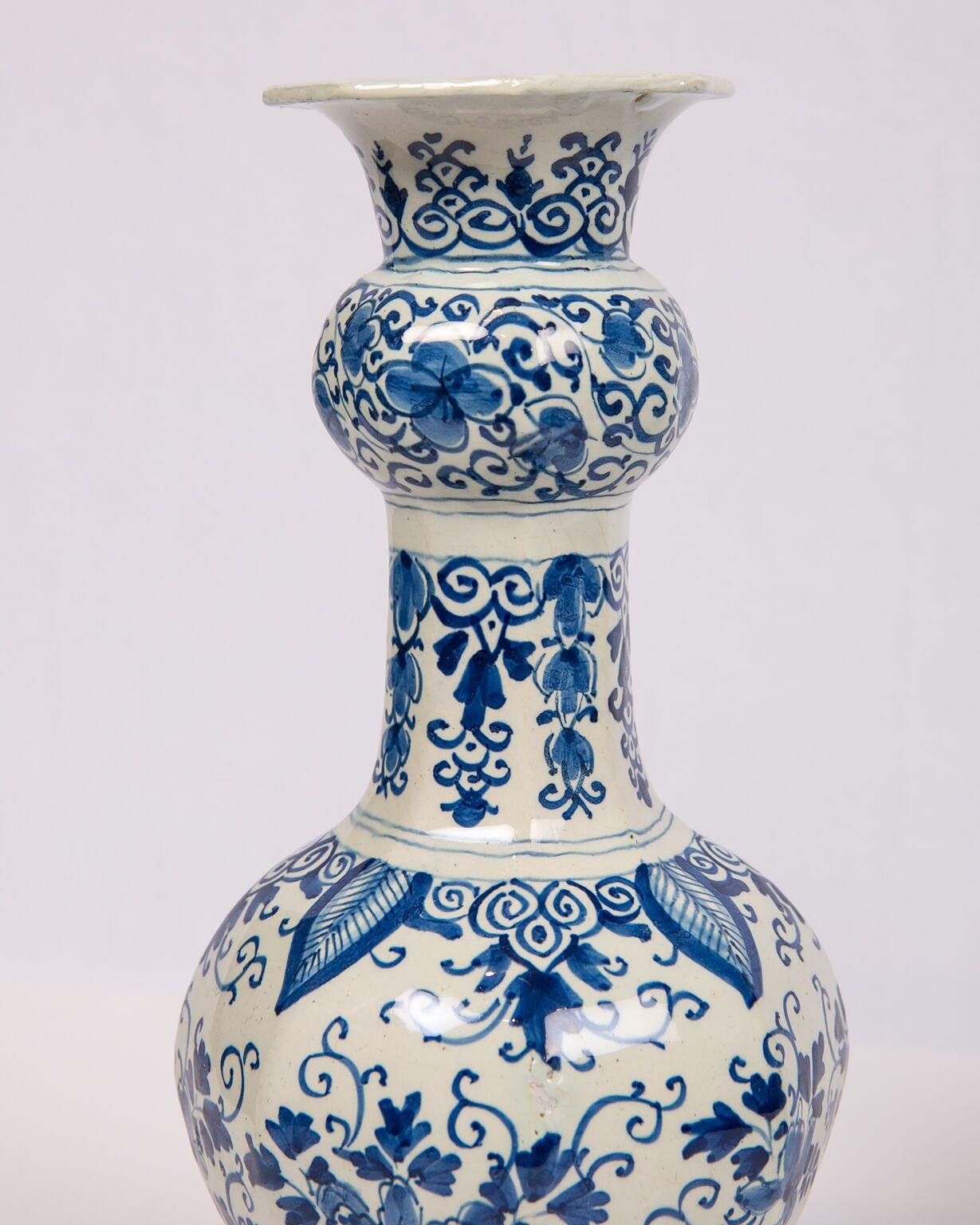 Dutch Delft Blue and White Vases, 18th Century