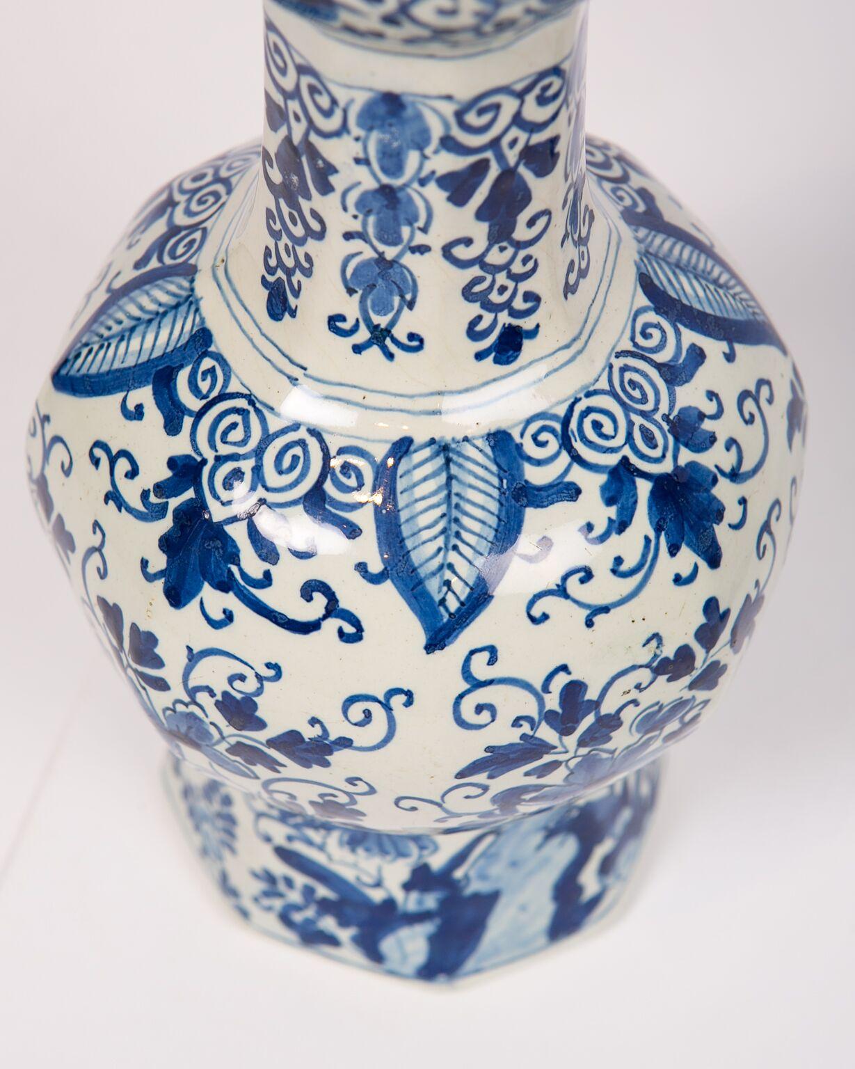 Delft Blue and White Vases, 18th Century In Excellent Condition In Katonah, NY