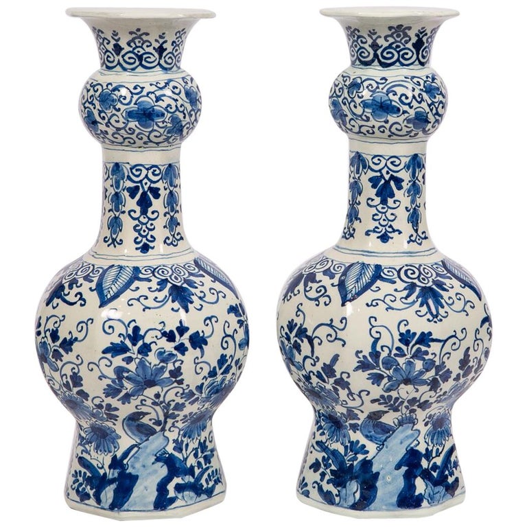 Delft Blue-and-White Vases, 1771–86, Offered by Bardith