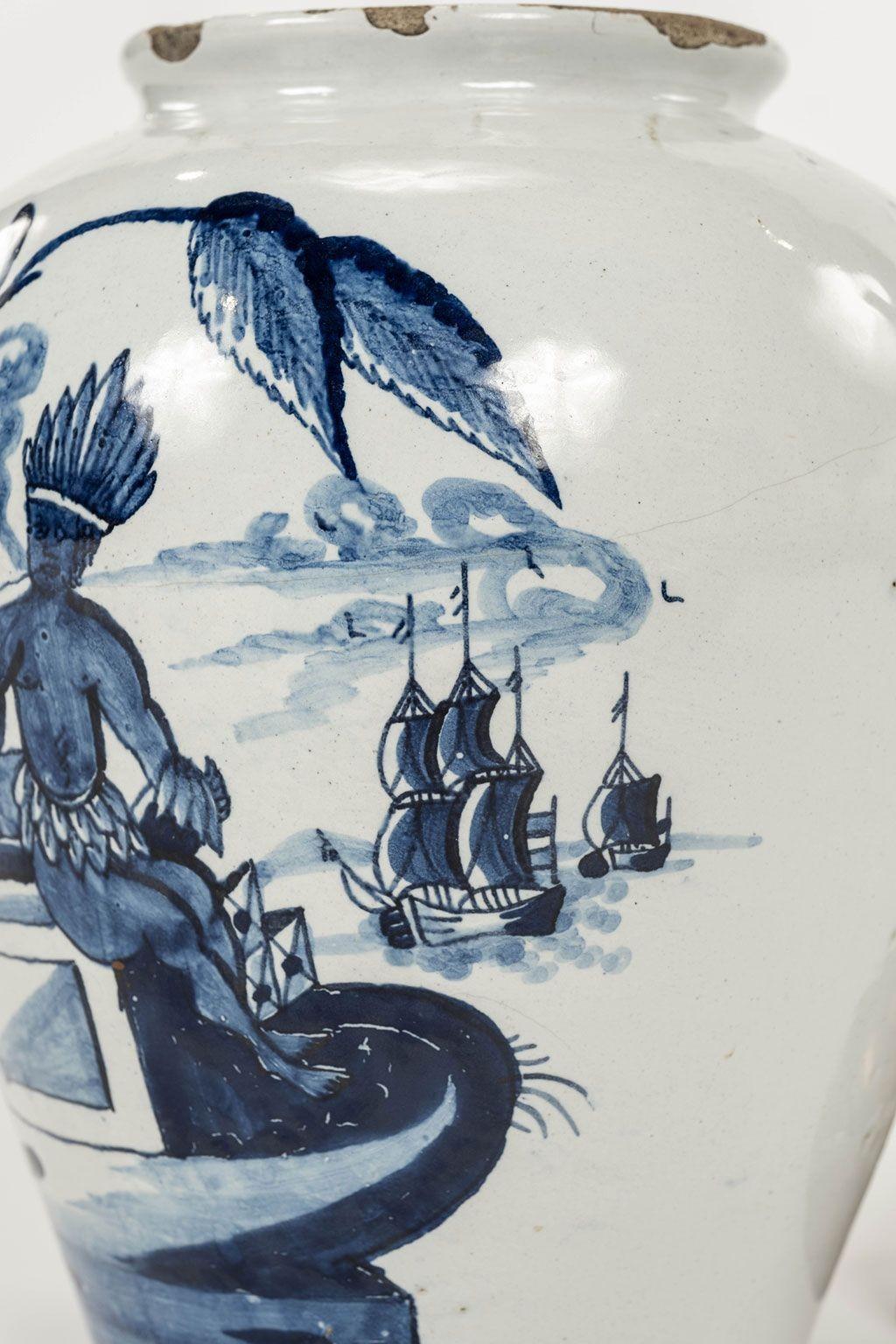 Fired Delft Blue and White “W:Snuif” Tobacco Jar For Sale