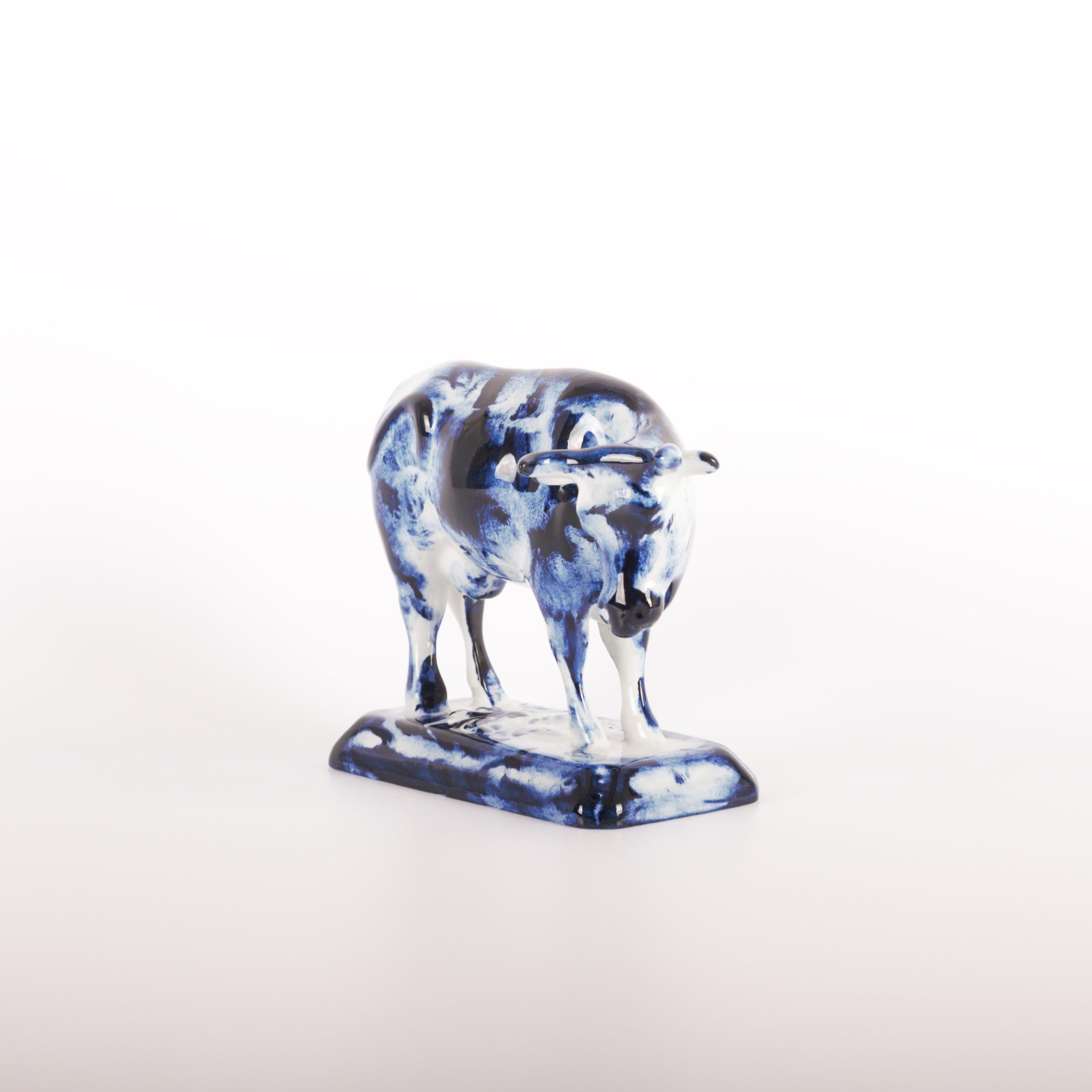 Glazed Delft Blue Cow #1, by Marcel Wanders, Hand Painted, 2006, Unique For Sale