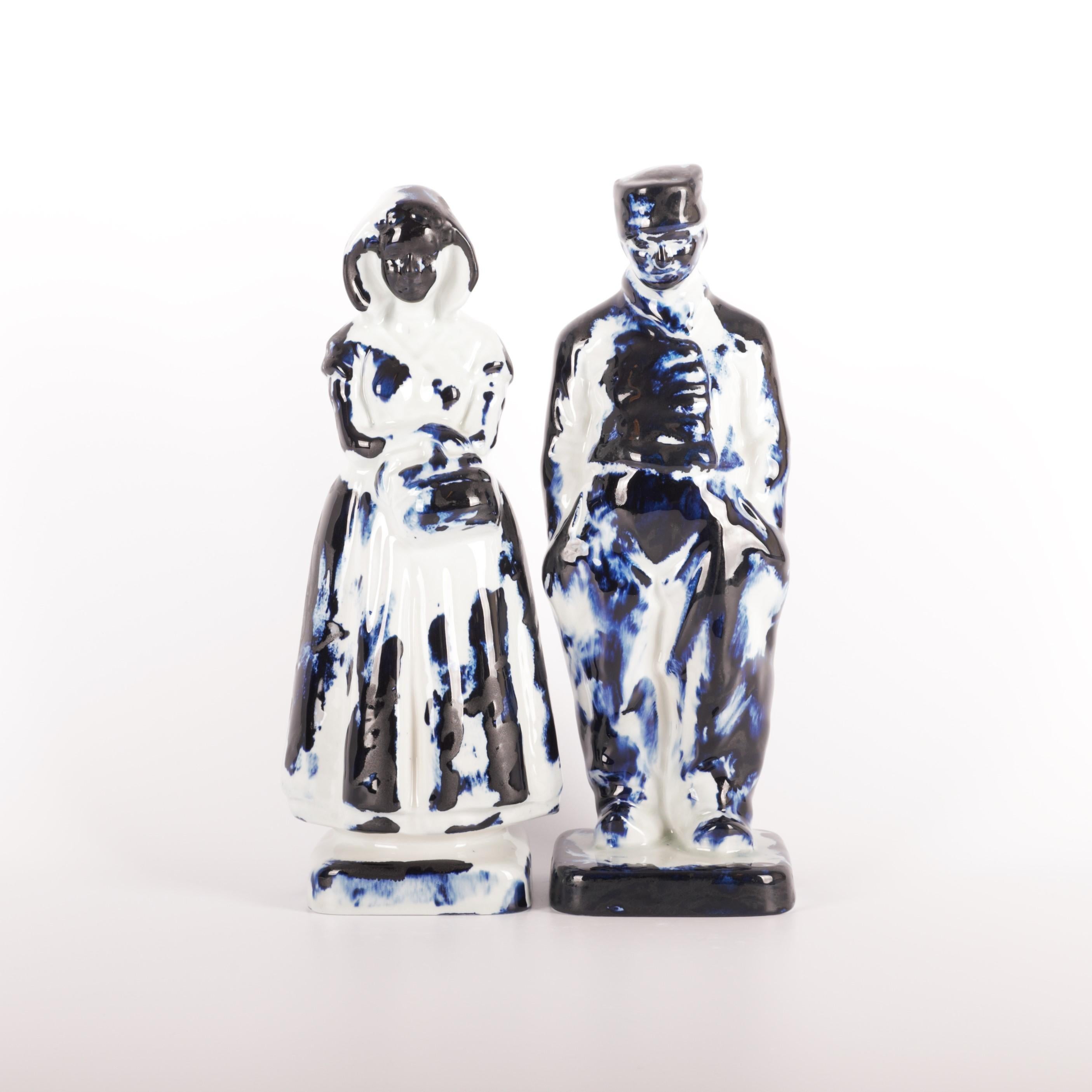 Contemporary Delft Blue Farmer & Farmer Wife #1, by Marcel Wanders, Handpainted, 2006, Unique For Sale