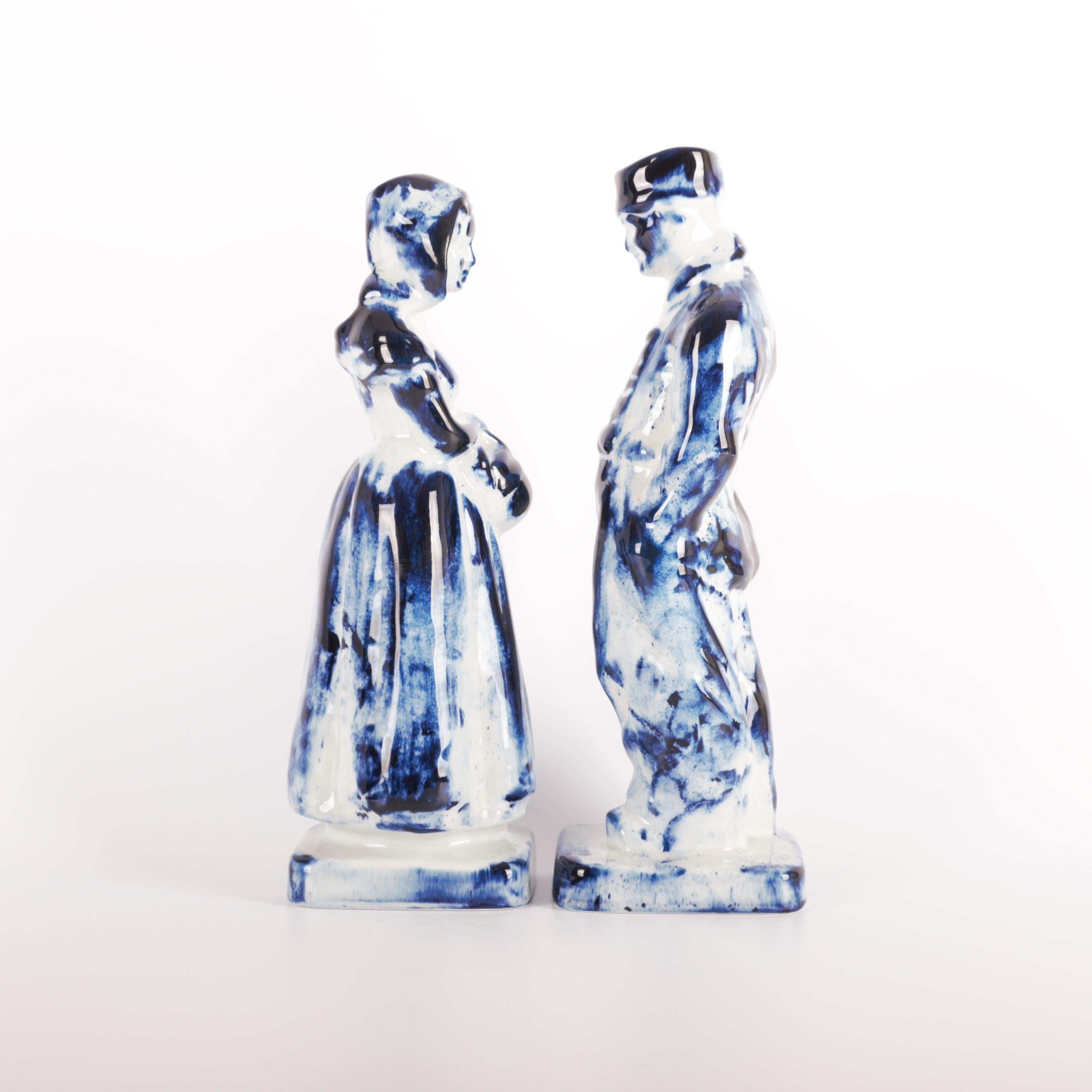 Dutch Delft Blue Farmer & Farmer Wife #2, by Marcel Wanders, Handpainted, 2006, Unique For Sale