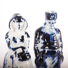 Delft Blue Farmer & Farmer Wife #3, von Marcel Wanders, handbemalt, 2006, Einzigartig
