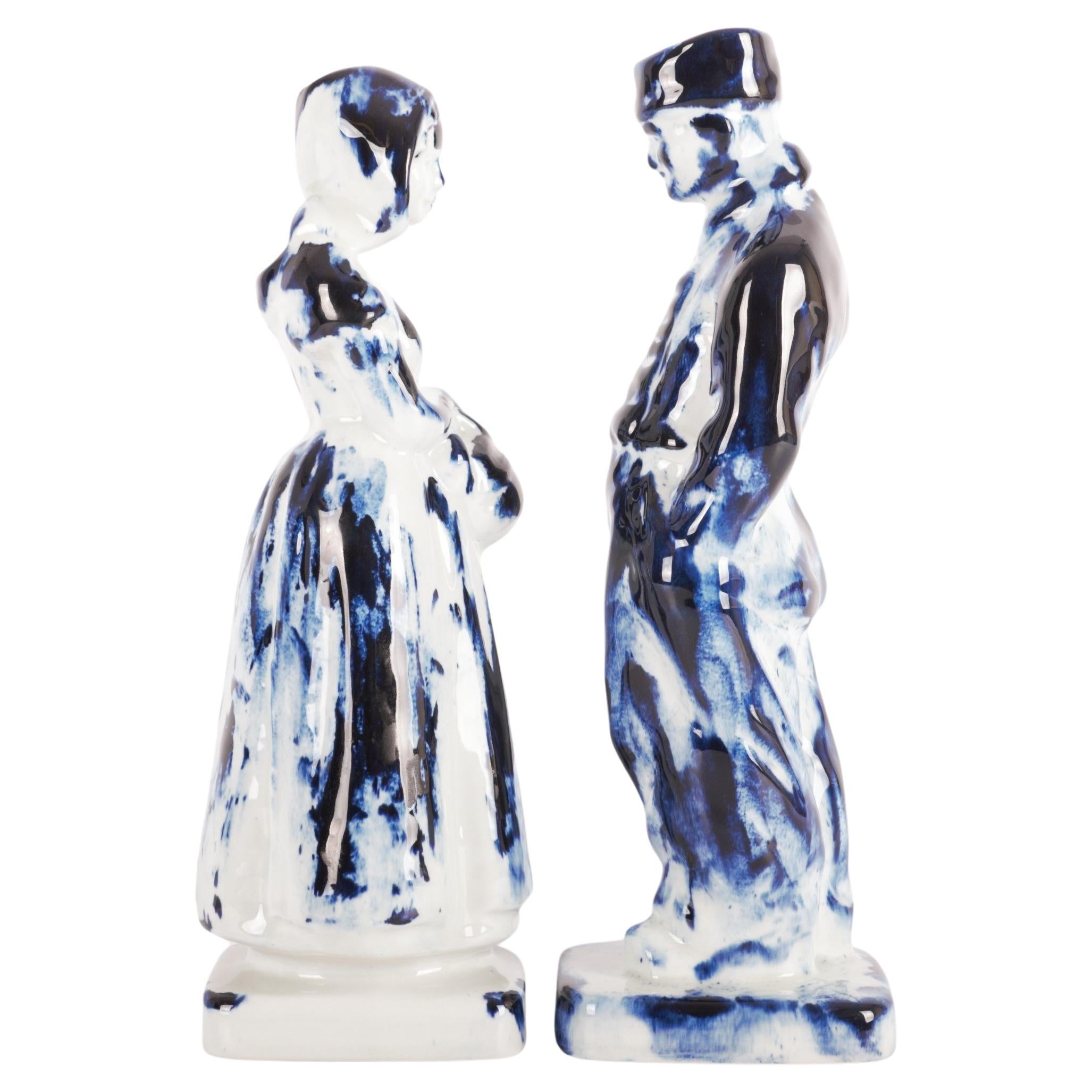 Delft Blue Farmer & Farmer Wife #3, by Marcel Wanders, Hand Painted, 2006 Unique For Sale