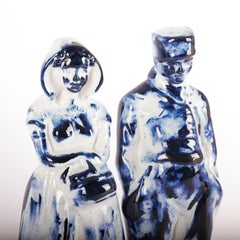 Delft Blue Farmer & Farmer Wife #4, by Marcel Wanders, Handpainted, 2006, Unique