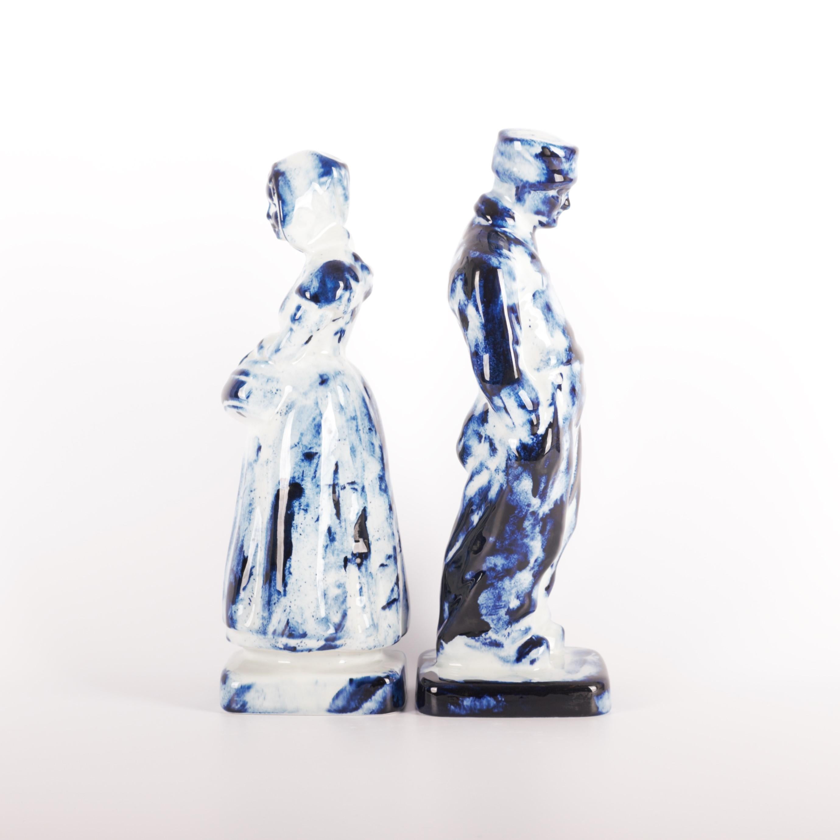 Contemporary Delft Blue Farmer & Farmer Wife #4, by Marcel Wanders, Handpainted, 2006, Unique For Sale
