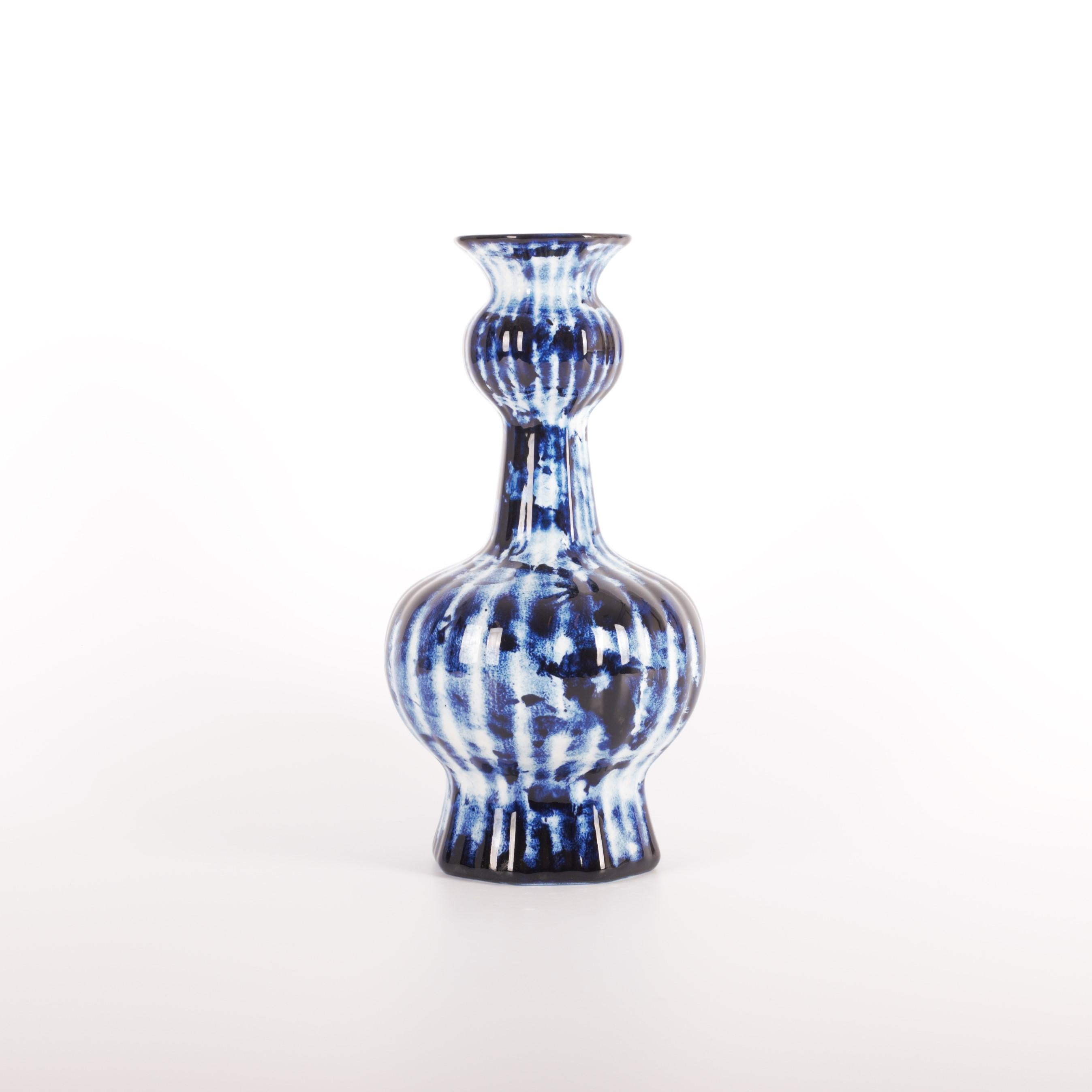 Dutch Delft Blue Longneck Vase #2, by Marcel Wanders, Hand Painted, 2006, Unique For Sale