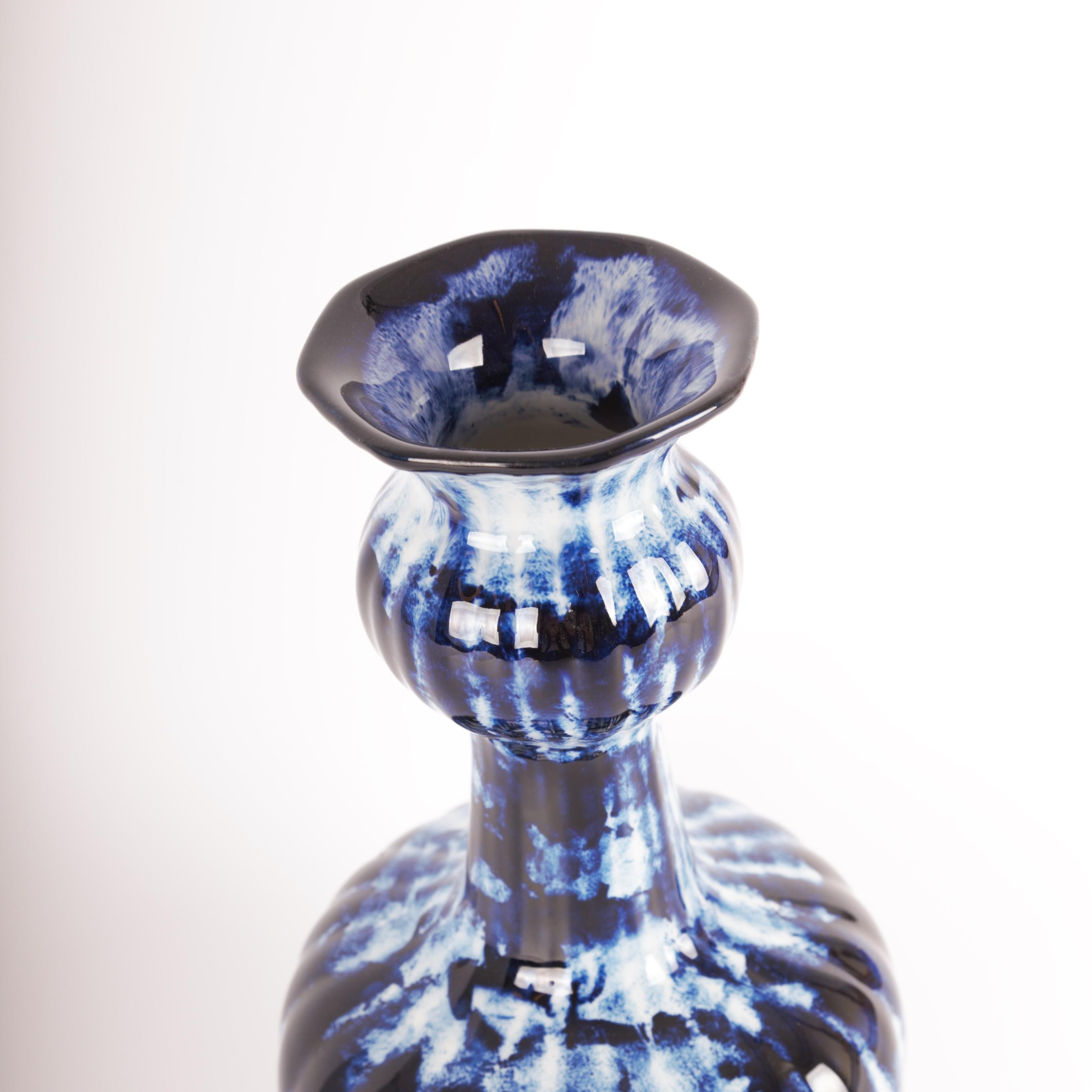 Contemporary Delft Blue Longneck Vase #2, by Marcel Wanders, Hand Painted, 2006, Unique For Sale
