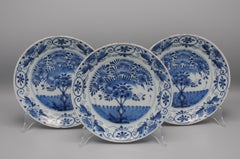 Delft Blue set of 'Tea Tree' plates - mid 18th century
