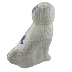 Delft Blue Style Crackle Glazed Staffordshire Dog Figure, Keramik, Mitte des Jahrhunderts