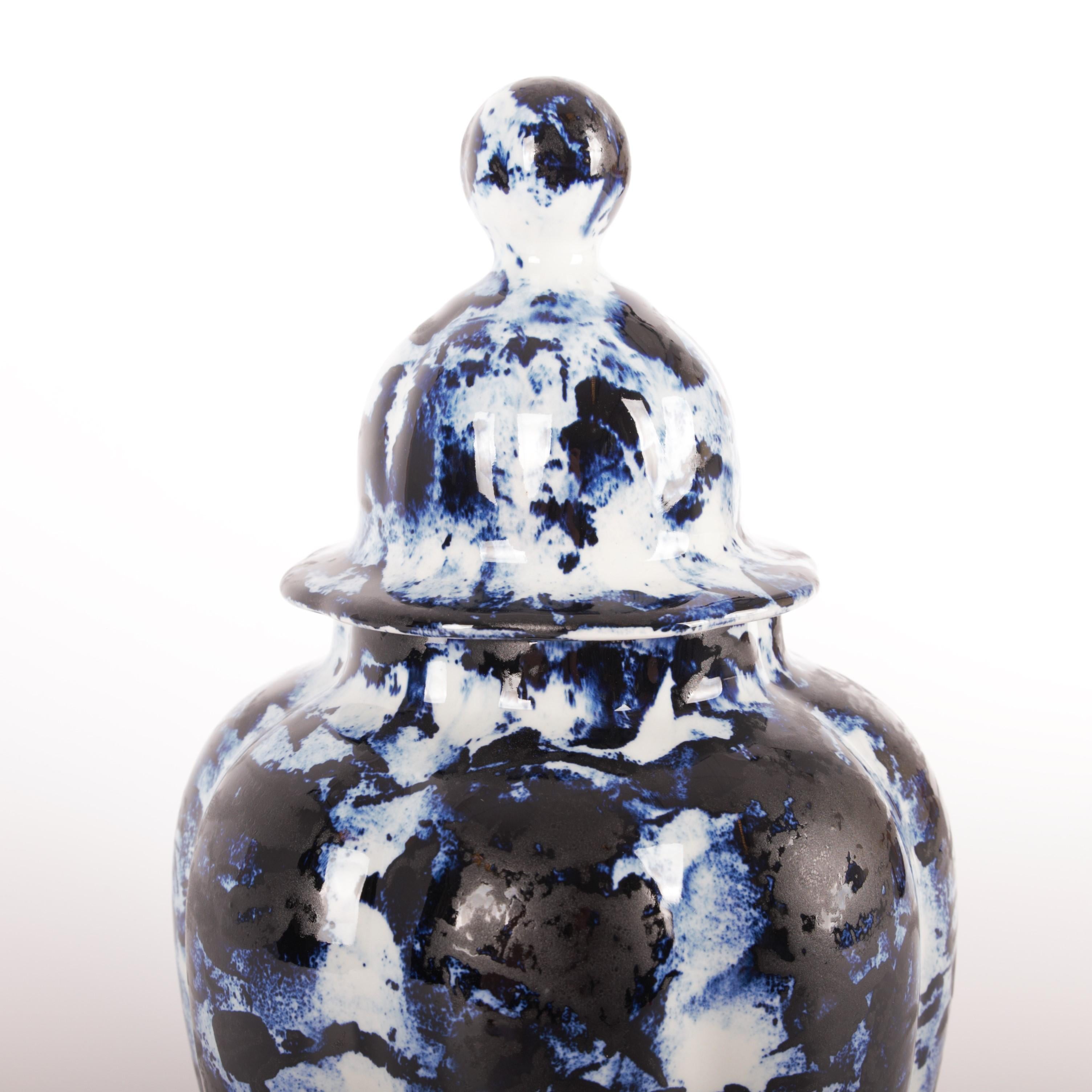 Contemporary Delft Blue Vase with Lid #2, by Marcel Wanders, Hand Painted, 2006, Unique For Sale